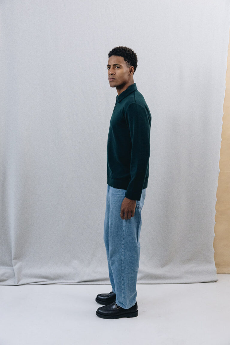 100% Laine Mérinos Extrafine - Polo LAGO Forest – XL