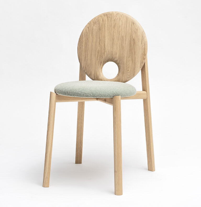 chaise design bois clair tissu vert Drugeot.com - Chaise HELIO tapissée – zenih