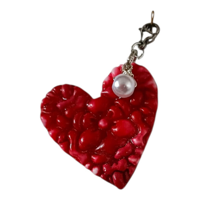 L’Atelier de Patricia - Charms breloque – Rouge et blanc paillettes