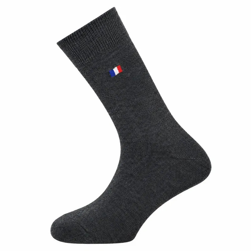 chaussette francaise homme gris anthracite drapeau tricolore PALÂBA - Chaussette française homme anthracite – Drapeau tricolore – 43/46
