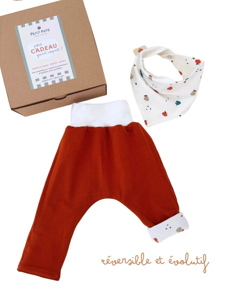 Petit Pote - Coffret naissance Sarouel + Bavoir – 0-3 mois / Rayé Terre et Mer