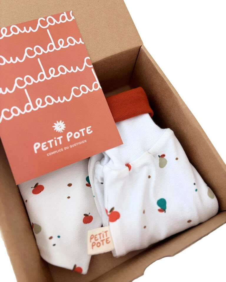 Petit Pote - Coffret naissance Sarouel + Bavoir – 0-3 mois / Rayé Terre et Mer