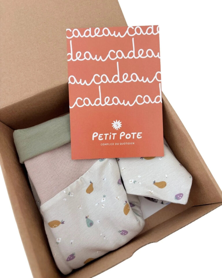 Petit Pote - Coffret naissance Sarouel + Bavoir – 0-3 mois / Rayé Terre et Mer