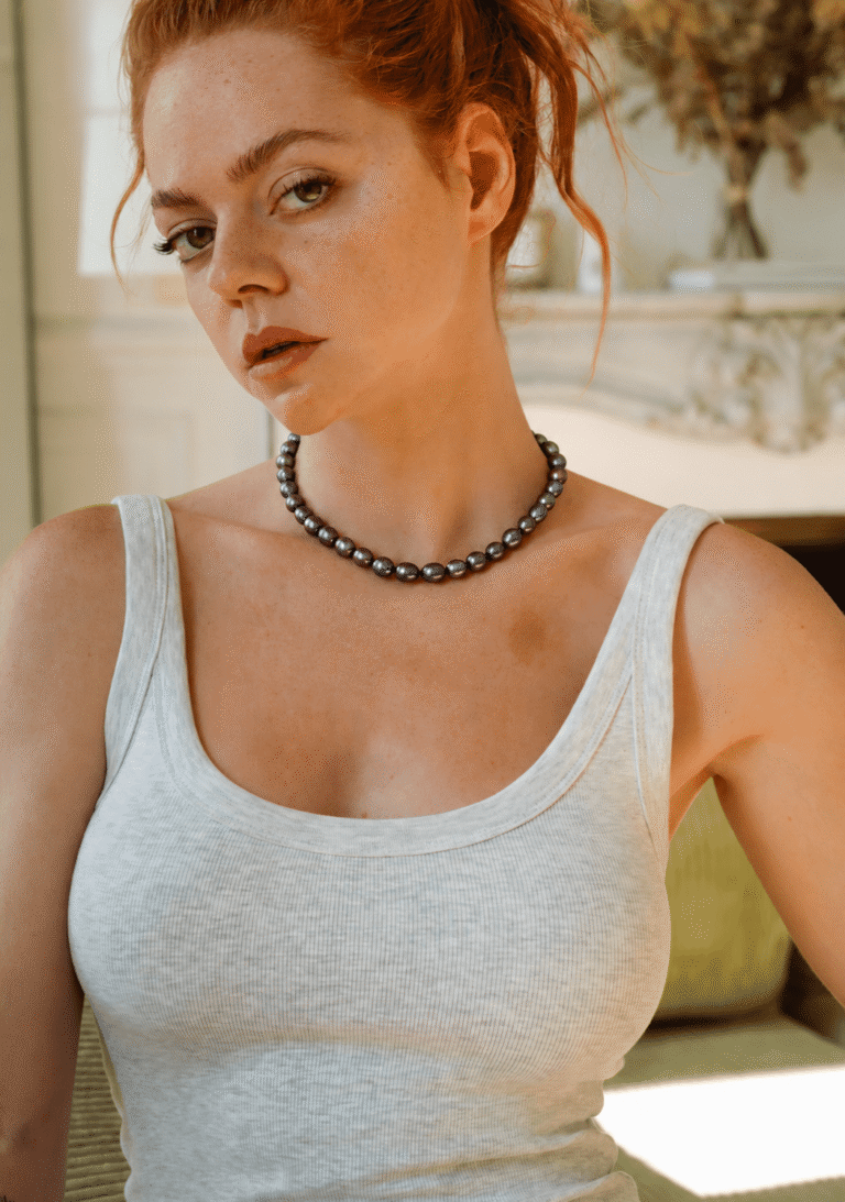 NEIJE - Collier Athéna Perles de Culture Noires – 50 cm + extension de 5 cm