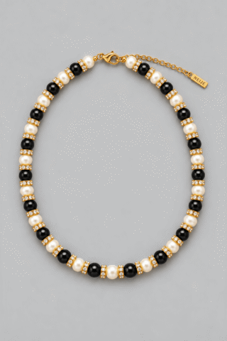 Collier Schachmatt Onyx et Perles de Culture par la marque NEIJE NEIJE - Collier Schachmatt Onyx et Perles de Culture