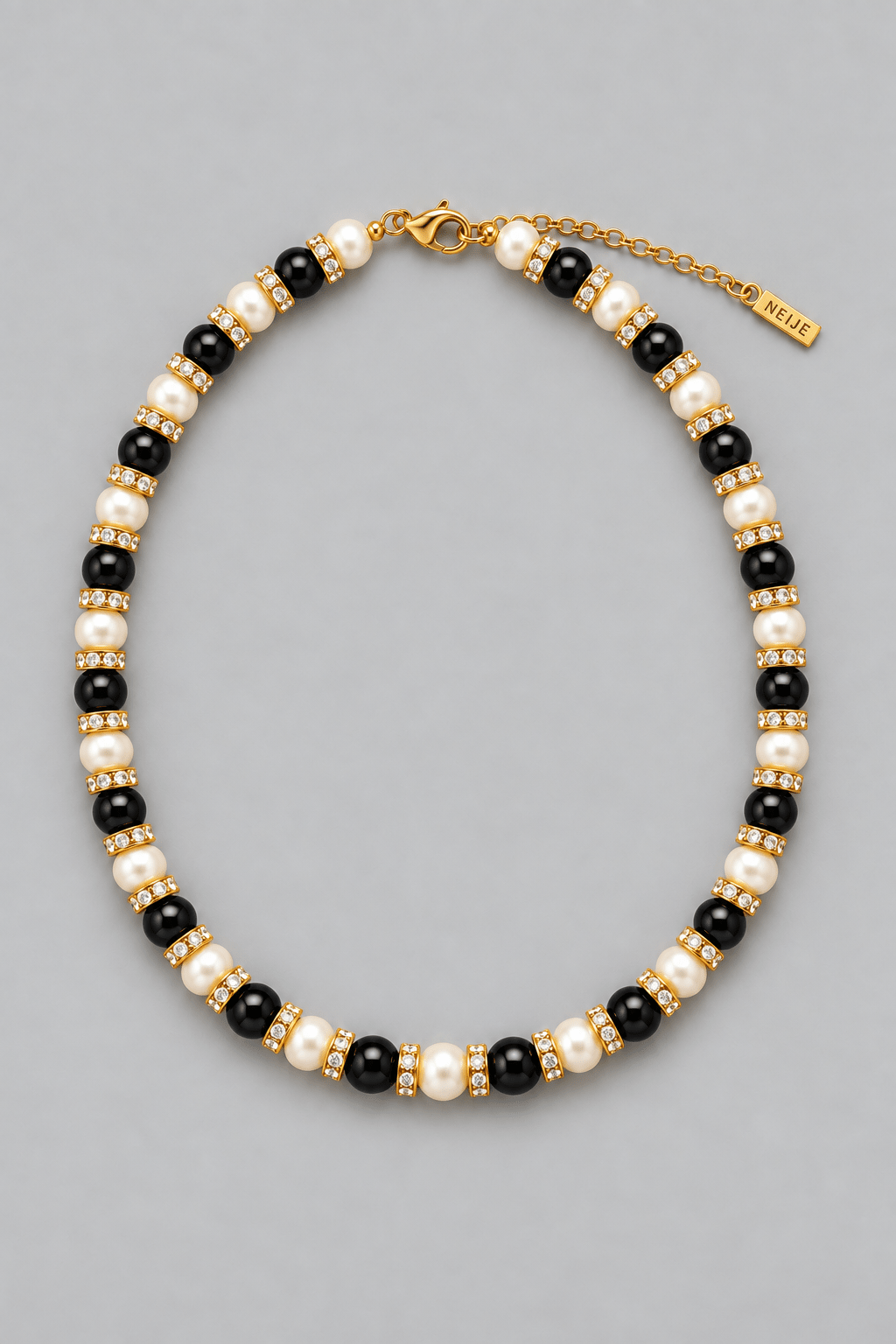 collier onyx bc863c8e 9880 4423 af87 e8d8405312f7 NEIJE - Collier Schachmatt Onyx et Perles de Culture – 50 cm + extension de 5 cm