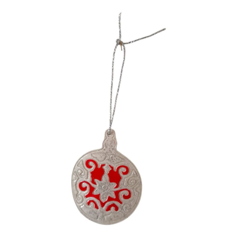 L’Atelier de Patricia - Décoration de Noël argile – Rouge et blanc paillettes