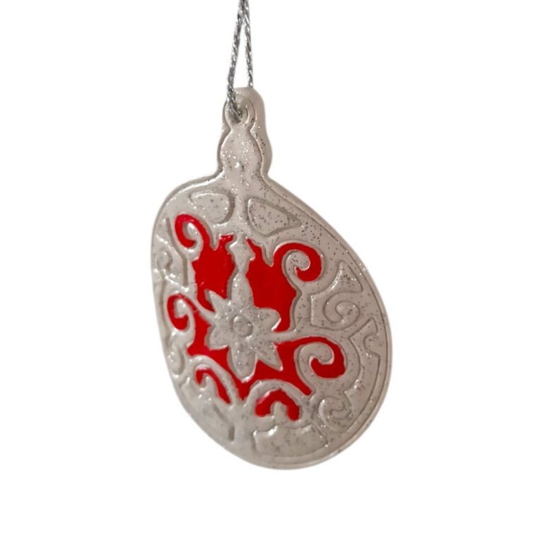 L’Atelier de Patricia - Décoration de Noël argile – Rouge et blanc paillettes