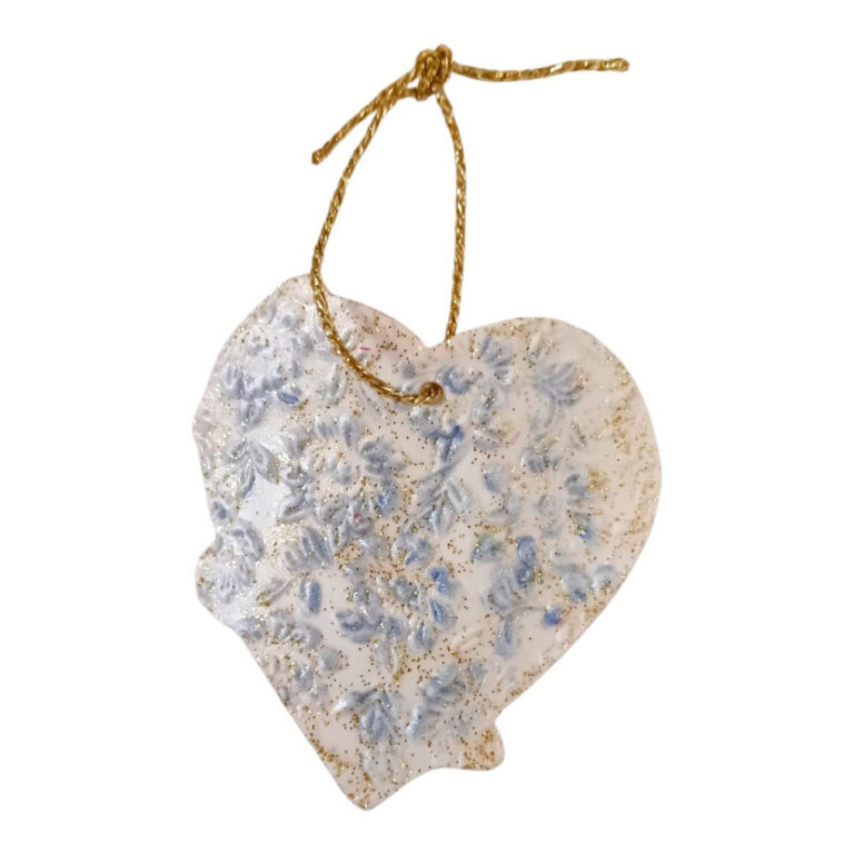 L’Atelier de Patricia - Décoration de Noël argile autodurcirante coeur – Blanc et bleu