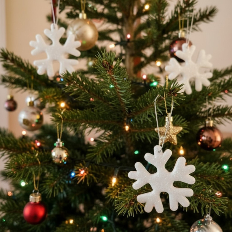 decoration de noel argile 4 L’Atelier de Patricia - Décoration de Noël argile autodurcirante – Blanc paillettes