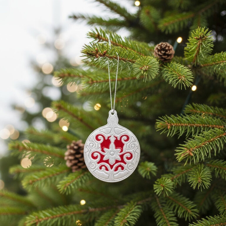 decoration de noel argile 9 L’Atelier de Patricia - Décoration de Noël argile – Rouge et blanc paillettes
