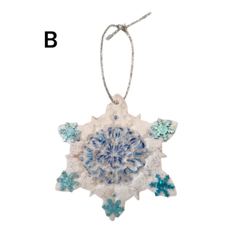 L’Atelier de Patricia - Décoration de Noël argile autodurcirante flocons de neige – Blanc et bleu