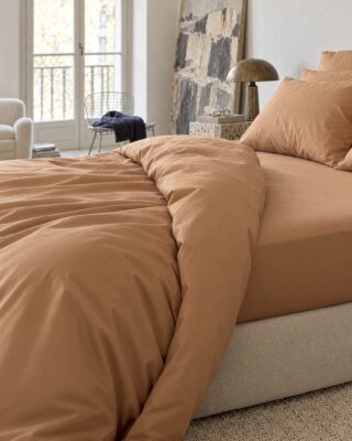 Drap housse en Percale de coton – Marron par la marque DEJORINE DEJORINE - Drap housse en Percale de coton – Marron