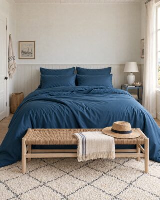 Parure de lit en Percale de coton – Bleu marine par la marque DEJORINE DEJORINE - Parure de lit en Percale de coton – Bleu marine