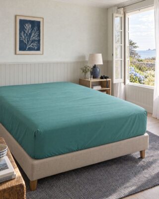 Drap housse en Percale de coton – Emeraude par la marque DEJORINE DEJORINE - Drap housse en Percale de coton – Emeraude