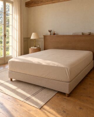 DEJORINE - Drap housse en Percale de coton – Beige
