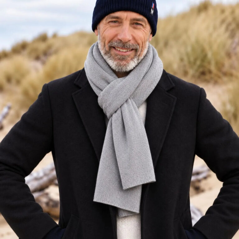 PALÂBA - Pack cachemire et laine homme : bonnet et écharpe – Gris Gavarnie