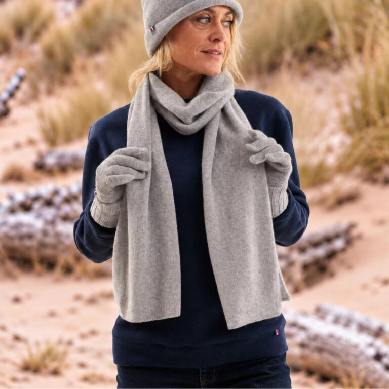 ensemble cachemire femme gris gavarnie bonnet echarpe gants palaba PALÂBA - Pack cachemire et laine femme : bonnet