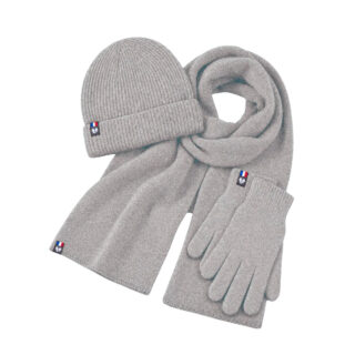 Ensemble pure laine mérinos homme : bonnet, écharpe et gants – Gris Gavarnie par la marque PALÂBA PALÂBA - Ensemble pure laine mérinos homme : bonnet, écharpe et gants – Gris Gavarnie