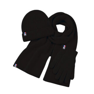 Ensemble pure laine mérinos femme : bonnet, écharpe et gants – Noir Val d’Isère par la marque PALÂBA PALÂBA - Ensemble pure laine mérinos femme : bonnet, écharpe et gants – Noir Val d’Isère