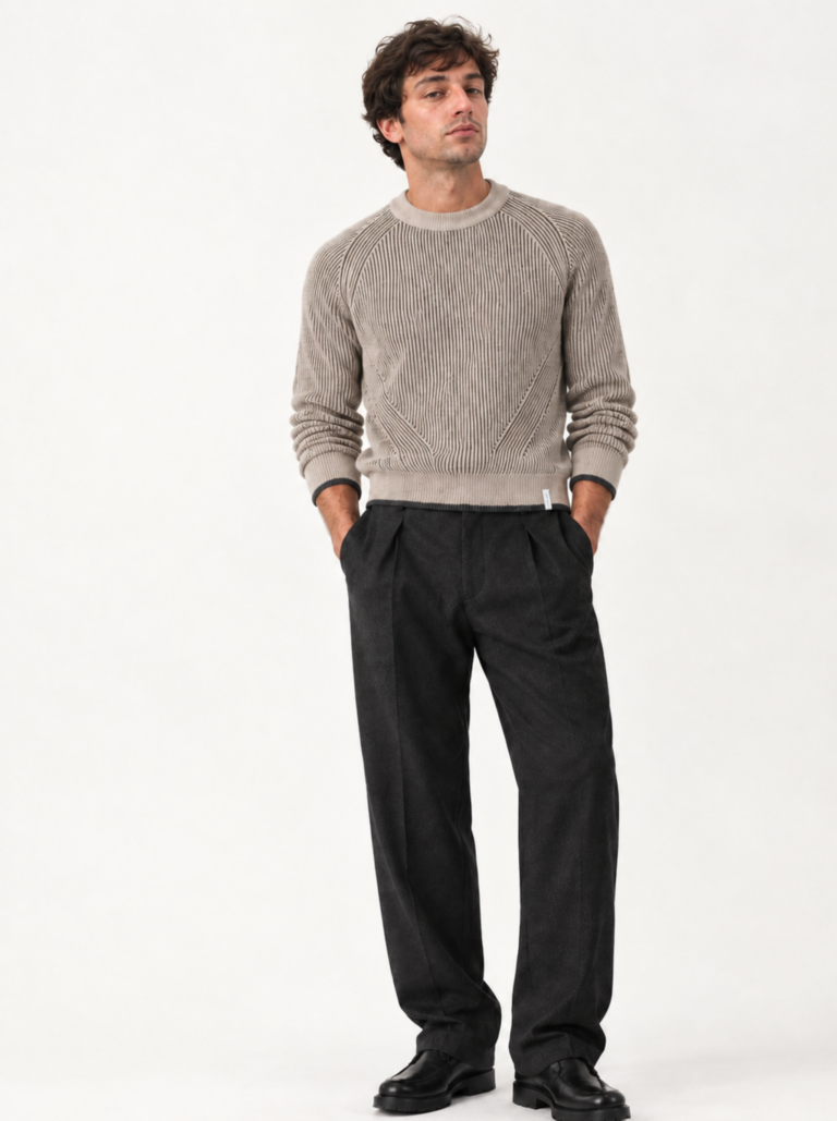 PIPOLAKI - Pull UBAC - Homme – Noir/Beige / XL
