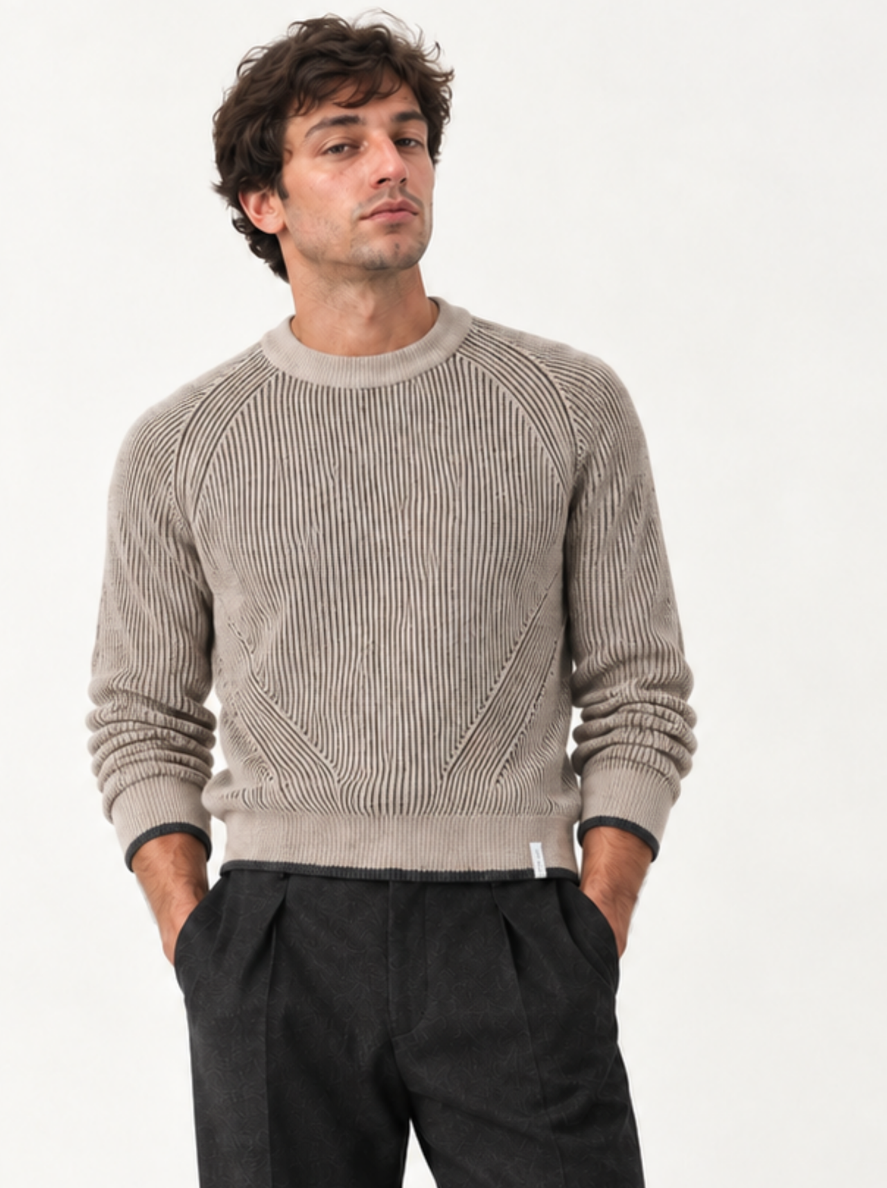 fichesproduit 50 PIPOLAKI - Pull UBAC - Homme – Noir/Beige / XL