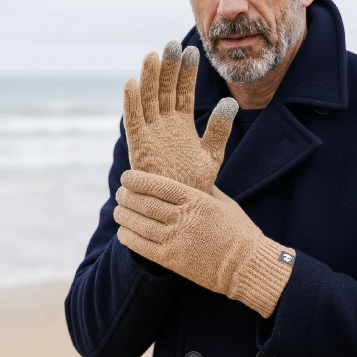 gants tactiles laine merinos homme camel aubrac palaba PALÂBA - Gants laine mérinos homme – Camel Aubrac – S/M