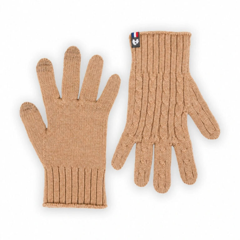 PALÂBA - Gants torsadés laine mérinos femme – Camel Aubrac – S/M