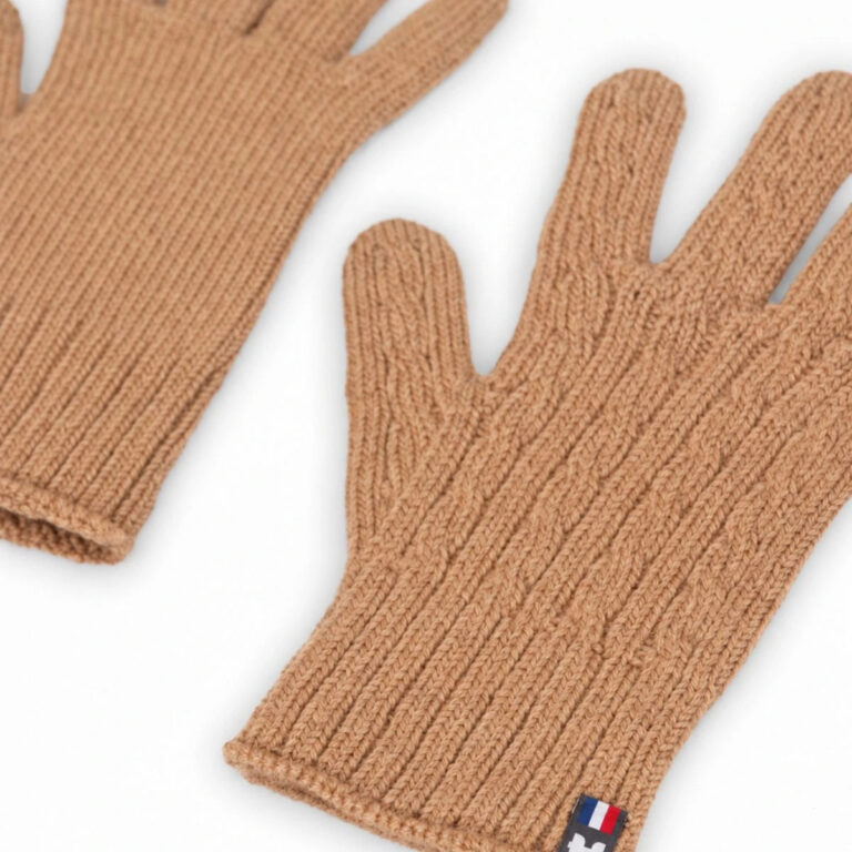 PALÂBA - Gants torsadés laine mérinos femme – Camel Aubrac – S/M