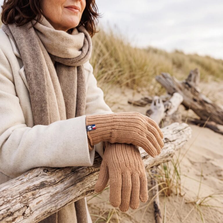 gants torsades laine merinos femme camel aubrac palaba PALÂBA - Gants torsadés laine mérinos femme – Camel Aubrac – S/M
