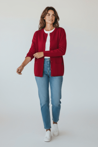 Gilet col rond « Bernic » 50% laine par la marque Baie des Caps Baie des Caps - Gilet col rond « Bernic » 50% laine