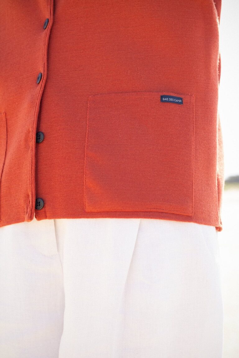 Baie des Caps - Gilet col V "Bernic" 100% laine vierge – Rouille / XS