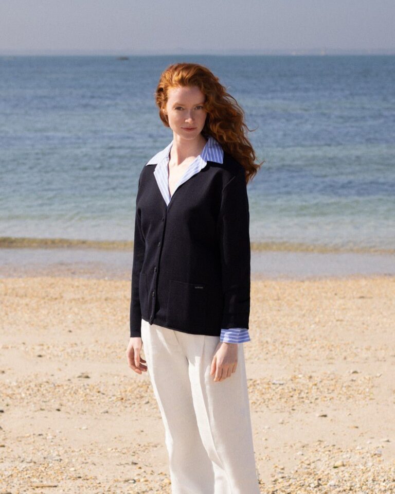Baie des Caps - Gilet col V "Bernic" 100% laine vierge – Rouille / XS