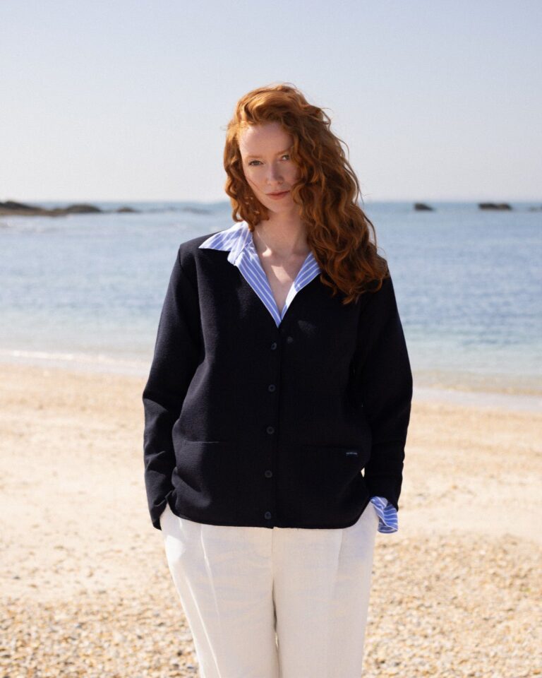 Baie des Caps - Gilet col V "Bernic" 100% laine vierge – Rouille / XS