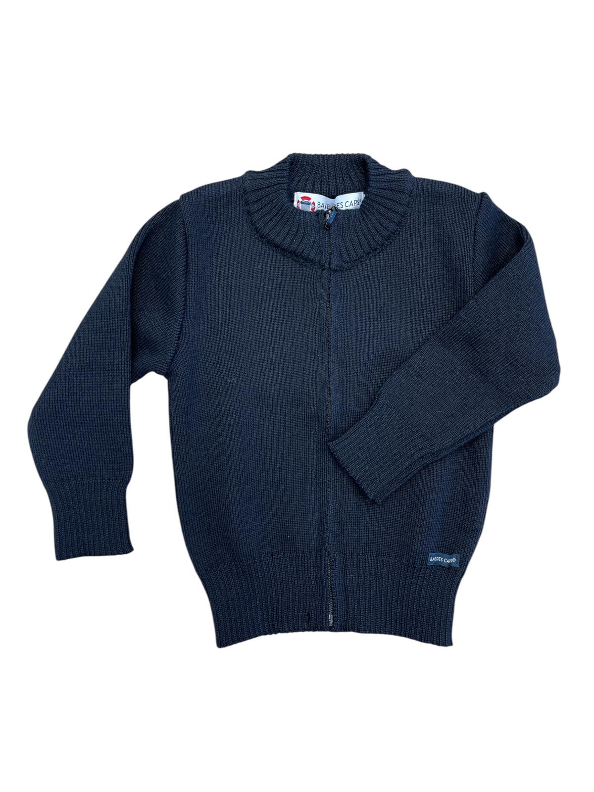 gilet marin enfant col rond zippe gwenn laine merinos bretagne bleu marine 1018748 Baie des Caps - Gilet marin enfant col rond zippé Gwenn - Laine mérinos Bretagne – Bleu Marine / 3A
