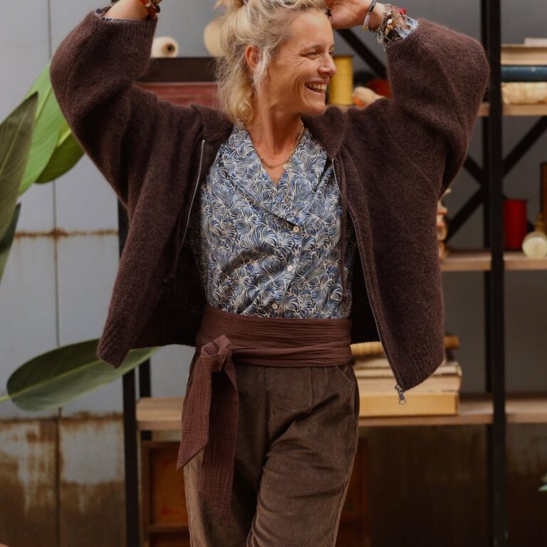 Quintessence - Gilet zippé à capuche Tulia — mohair chocolat – Taille unique