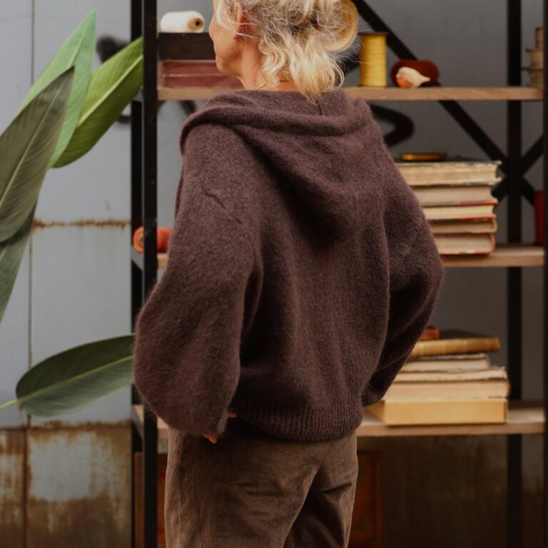 Quintessence - Gilet zippé à capuche Tulia — mohair chocolat – Taille unique