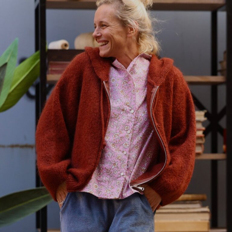 Quintessence - Gilet zippé à capuche Tulia — mohair écureuil – Taille unique
