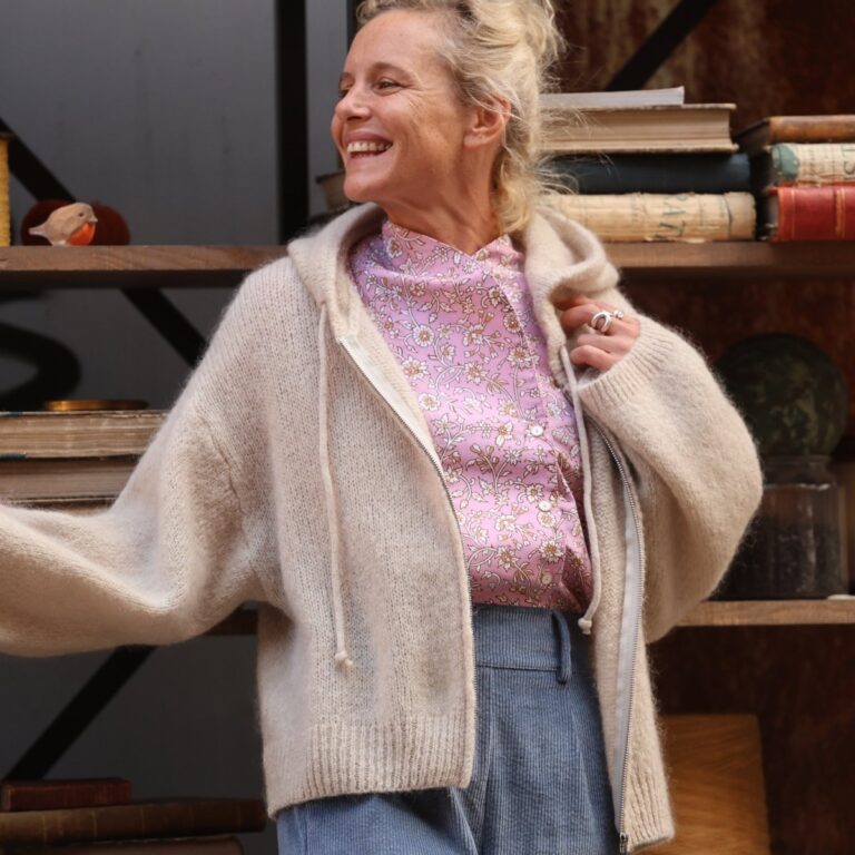Quintessence - Gilet zippé à capuche Tulia — mohair ficelle – Taille unique