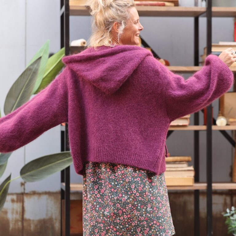 Quintessence - Gilet zippé à capuche Tulia — mohair lilas – Taille unique