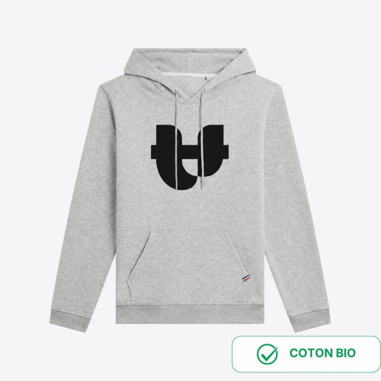 PALÂBA - Sweat impression noir capuche en coton bio – XL