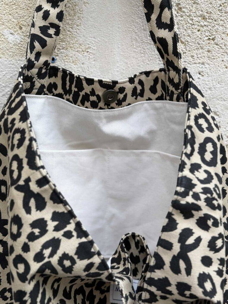 Maison Mallow - Sac Cabas Medium jean léopard noir et beige
