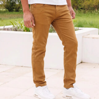 Jean marron homme coupe droite, couleur camel par la marque PALÂBA PALÂBA - Jean marron homme coupe droite, couleur camel