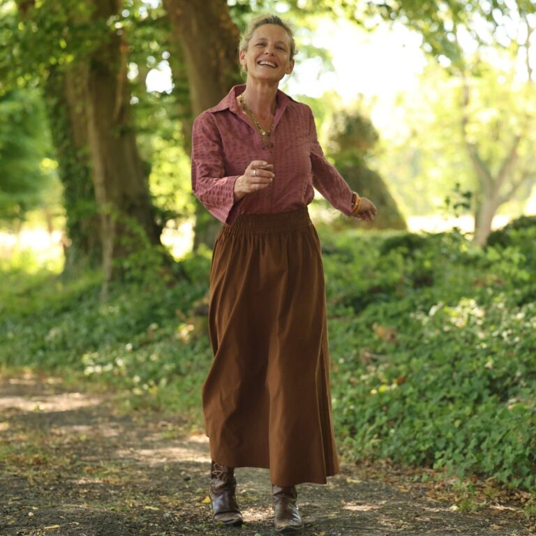 Quintessence - Jupe Tao — Velours milleraies chamois – XXXL
