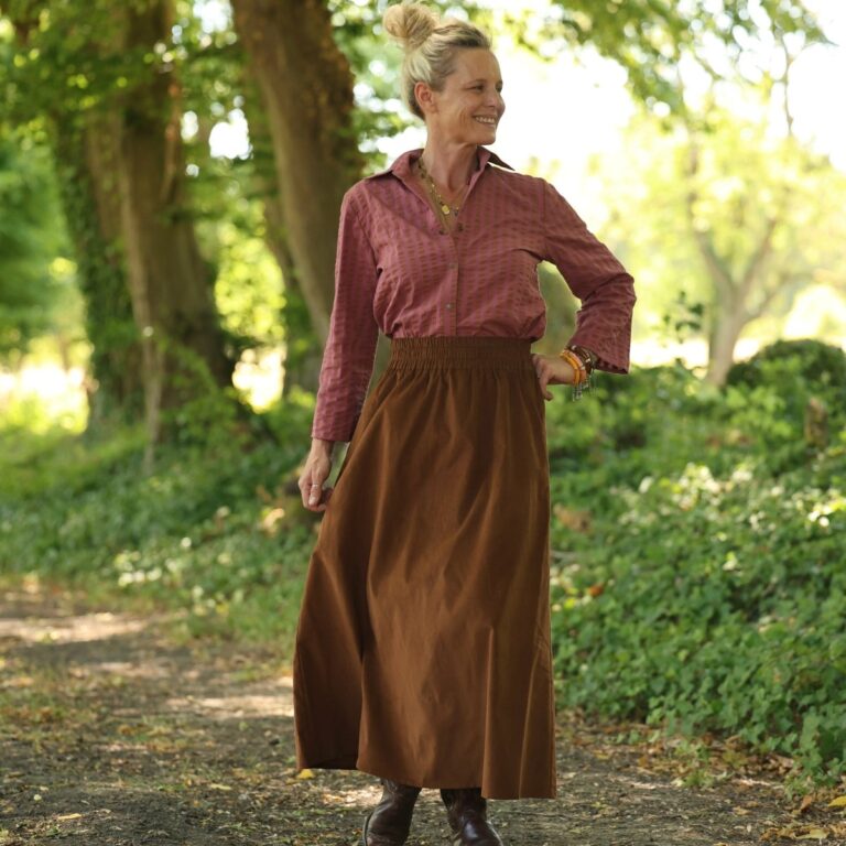 Quintessence - Jupe Tao — Velours milleraies chamois – XXXL