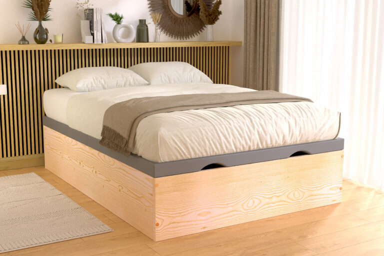 ABC MEUBLES - Lit coffre 140x190 rangement XL