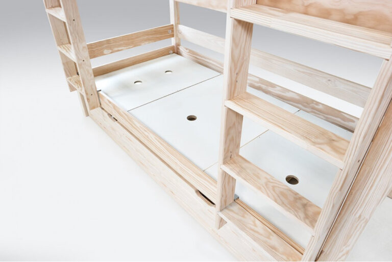 ABC MEUBLES - Lit superposé 4 places 90x200 en bois massif ABC