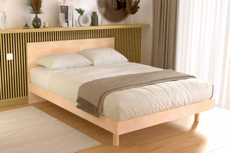 ABC MEUBLES - Lit scandinave viking 140x200 en bois massif