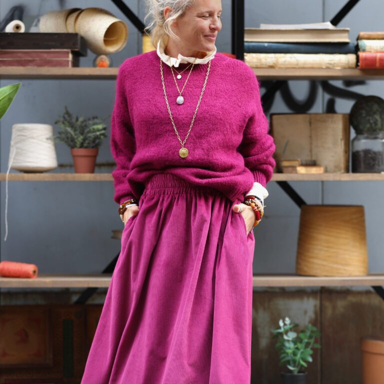 Quintessence - Jupe Tao — Velours côtelé bougainvillier – XXXL