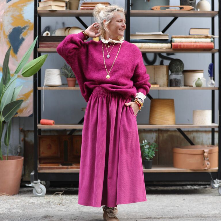 Quintessence - Jupe Tao — Velours côtelé bougainvillier – XXXL